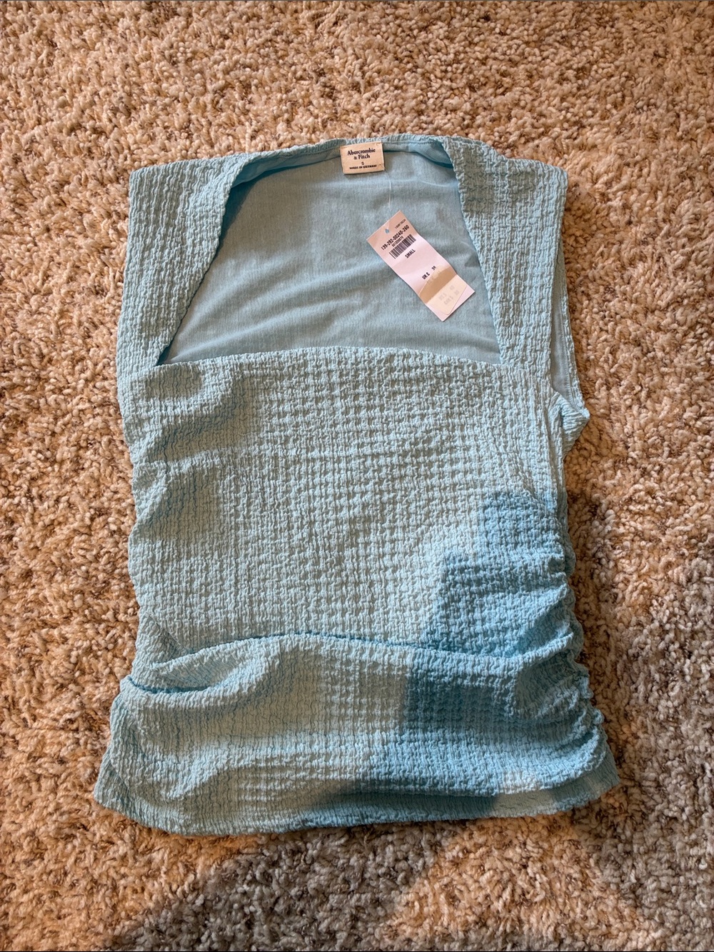 Abercrombie & Fitch Light Blue Textured Square Neck Tank